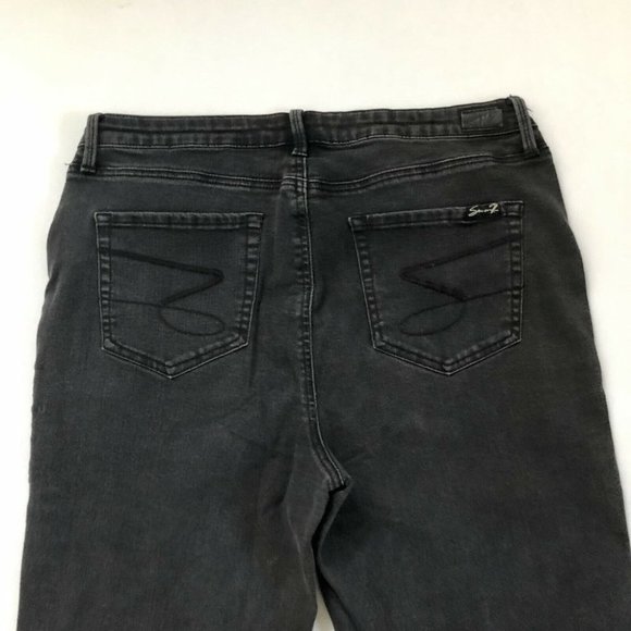 Seven7 Women's Black Dark Wash Mid Rise Skinny Jeans Regular Fit 16 34x27 - Picture 8 of 12